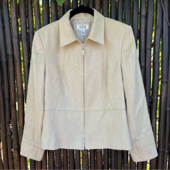 Talbots Suede Feel Lightweight Jacket • Size 4 Petite • Lined Zip Up - Picture 1 of 4